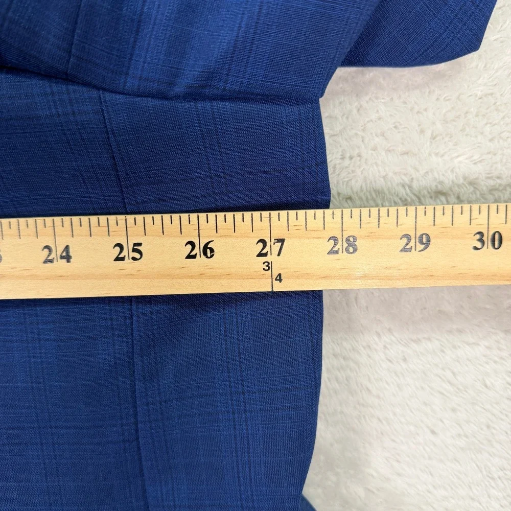 NEW GS Perfect Fit Mens 52R Blue Plaid Blazer Two Button Stretch Suit Jacket